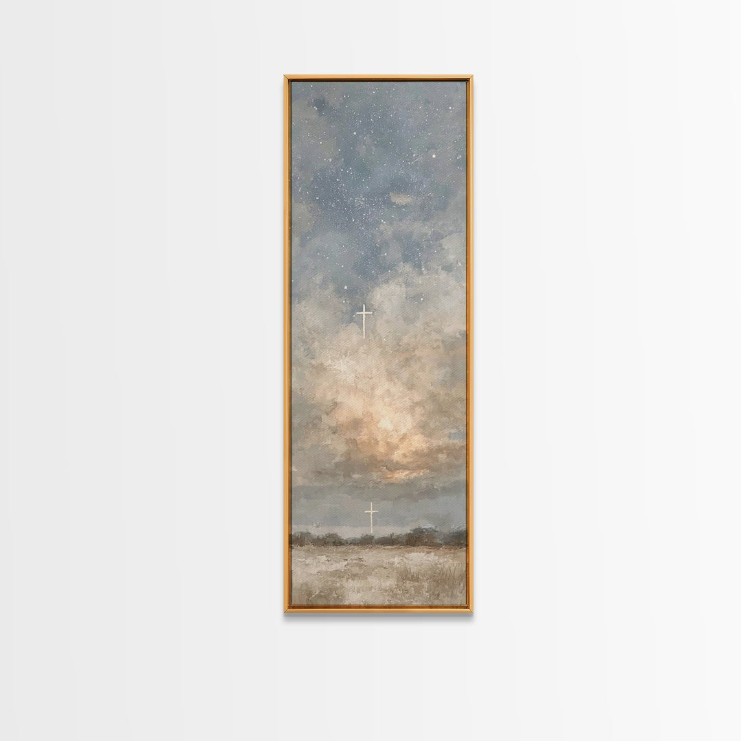 Heavenly Promise – Framed Canvas Print – Narrow Art – Christian Art Canvas – Christian Painting – Christian Decor – Christmas Art