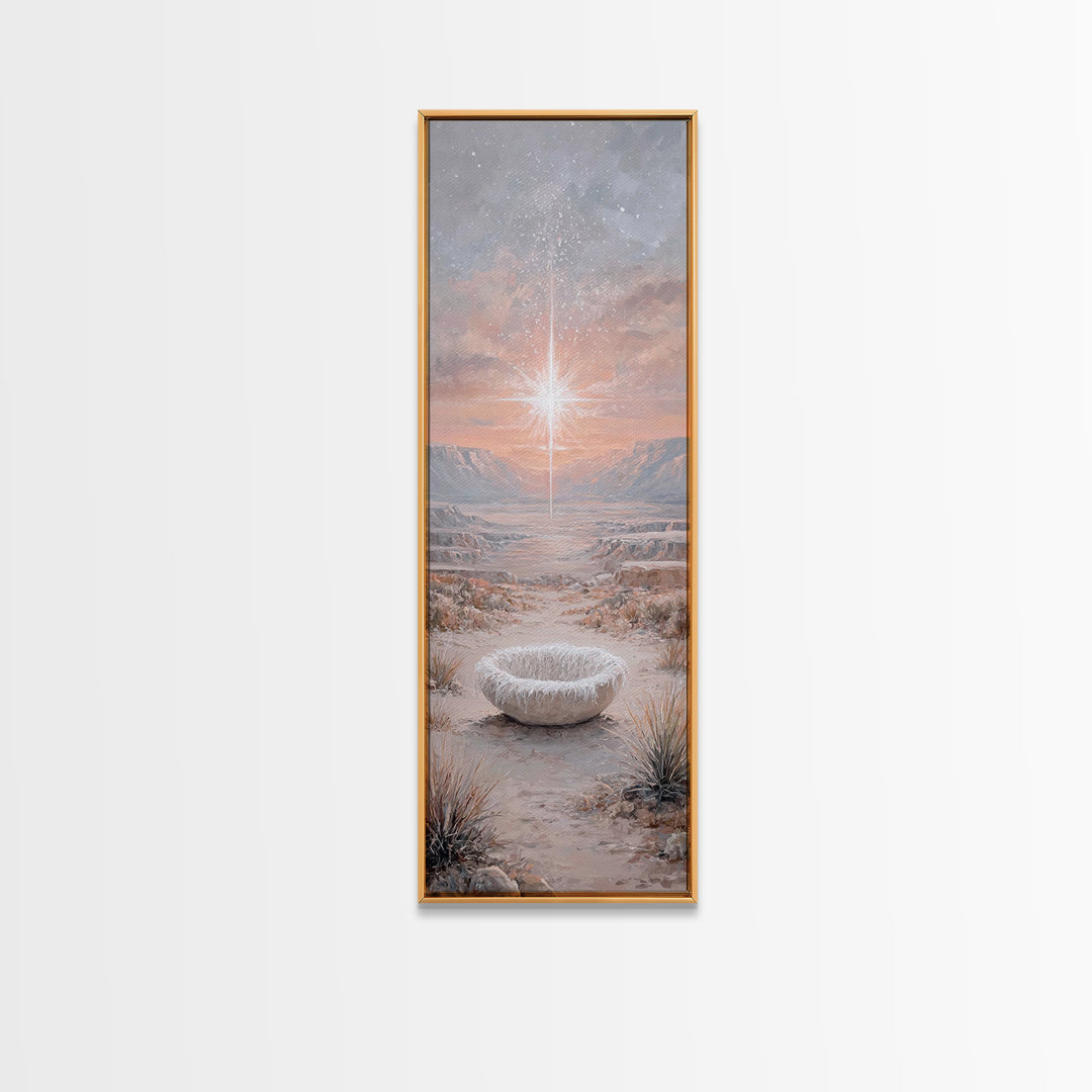 Desert Star Wonder | Framed Canvas Print | Tall Narrow Wall Art | Christian Art | Christmas Art | Christian Art Canvas | Christian Painting
