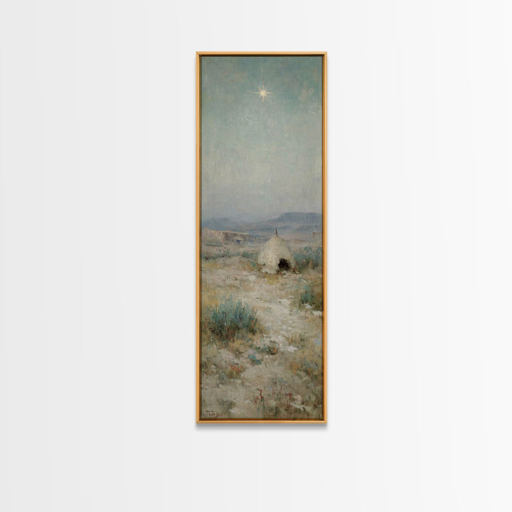 Bethlehem Dawn Glow, Framed Canvas Print, Skinny Art, Christian Art Canvas, Christian Christmas Art, Christian Painting, Christian Wall Art