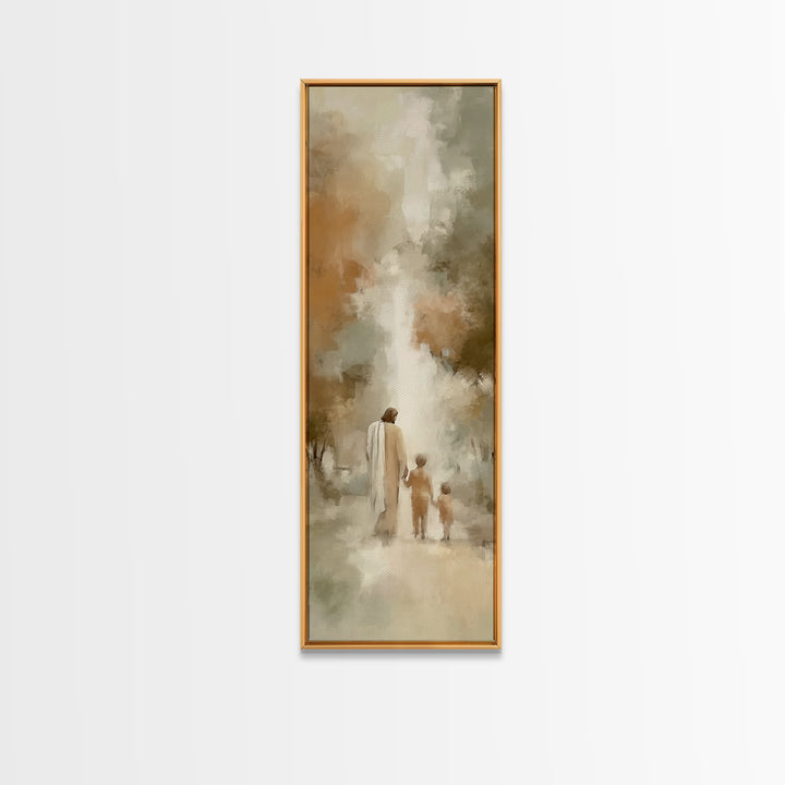 Walk In His Peace | Framed Canvas Print | Narrow Art | Christian Art Canvas | Jesus Painting | Christian Wall Art | Christian Art