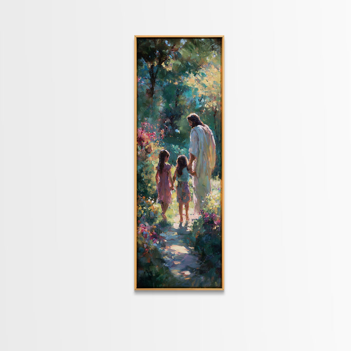 Pathway Of Hope, Framed Canvas Print, Tall Narrow Wall Art, Jesus Painting, Christian Art, Christian Art Canvas, Christian Wall Art