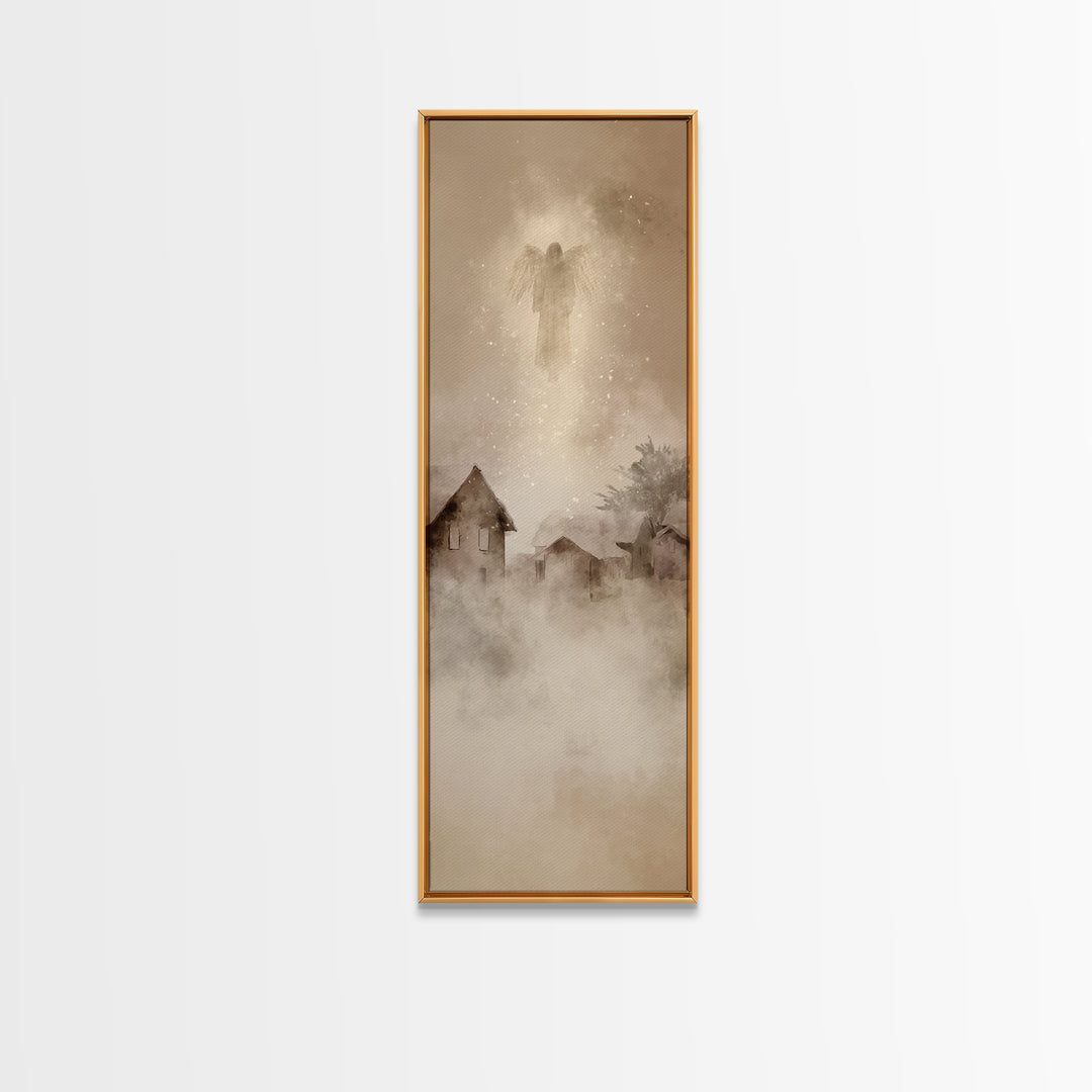 Holy Watcher – Framed Canvas Print – Christian Christmas Art – Christmas Wall Art – Narrow Art – Christian Art Canvas – Moody Christmas Art