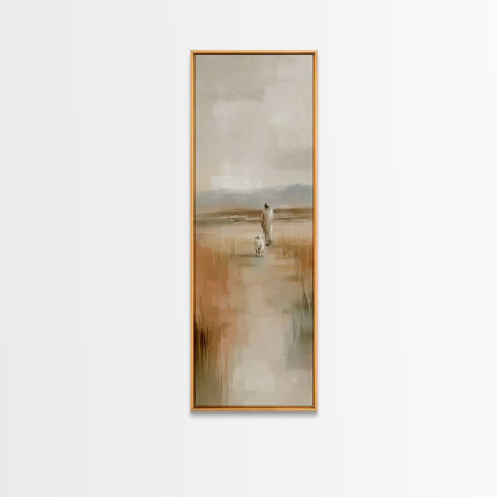 Quiet Shepherd Road | Framed Canvas Print | Tall Skinny Art Print | Christian Art | Jesus Canvas Art | Christian Paintings | Christian Deco