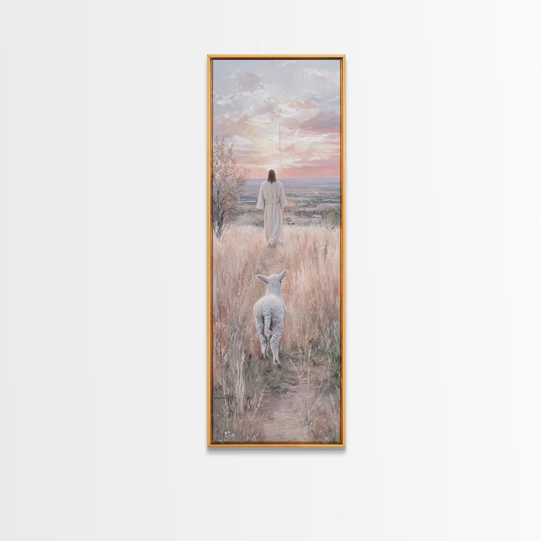 Pasture Of Mercy, Framed Canvas Print, Tall Skinny Art Print, Jesus Canvas Art, Christian Wall Art, Vintage Christian Art, Christian Gift