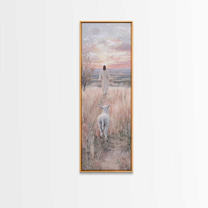 Pasture Of Mercy, Framed Canvas Print, Tall Skinny Art Print, Jesus Canvas Art, Christian Wall Art, Vintage Christian Art, Christian Gift