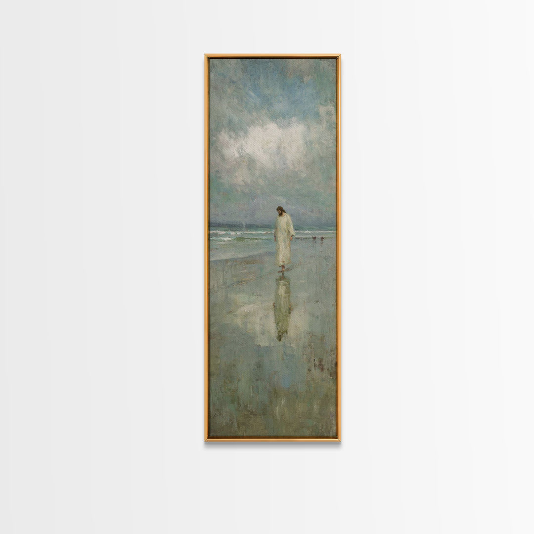 Walk of Peace – Framed Canvas Print – Jesus Painting – Christian Art – Tall Skinny Art Print – Christian Wall Art – Christmas Art