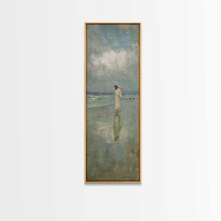 Walk of Peace – Framed Canvas Print – Jesus Painting – Christian Art – Tall Skinny Art Print – Christian Wall Art – Christmas Art