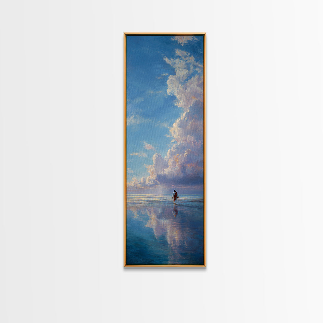 Heavenlit Journey – Framed Canvas Print – Christian Wall Art – Christian Art Canvas – Tall Narrow Wall Art – Jesus Painting – Christmas Art