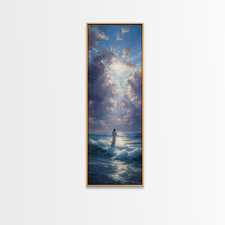 Radiant Ascension Sky – Framed Canvas Print – Christian Art Canvas – Christian Wall Art – Narrow Art – Jesus Painting – Christmas Art