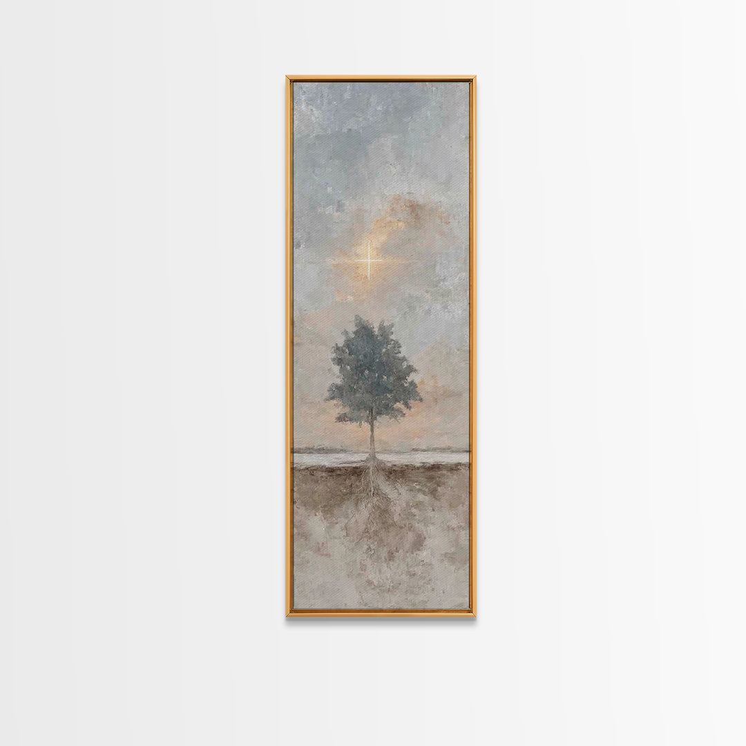 Cross Of Promise – Framed Canvas Print – Christian Art Canvas – Tall Narrow Wall Art – Christian Wall Art – Christian Christmas Art – Minim