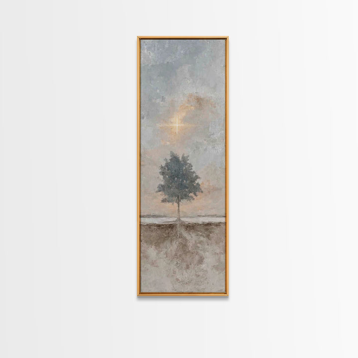 Cross Of Promise – Framed Canvas Print – Christian Art Canvas – Tall Narrow Wall Art – Christian Wall Art – Christian Christmas Art – Minim