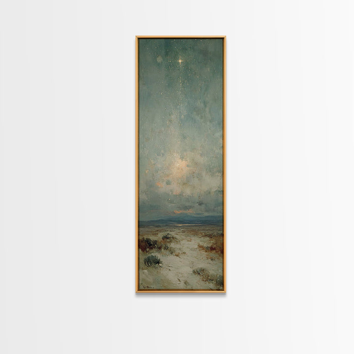 Starry Night Path – Framed Canvas Print – Narrow Art – Christian Wall Art – Christmas Art – Christian Art Canvas – Christian Christmas Deco