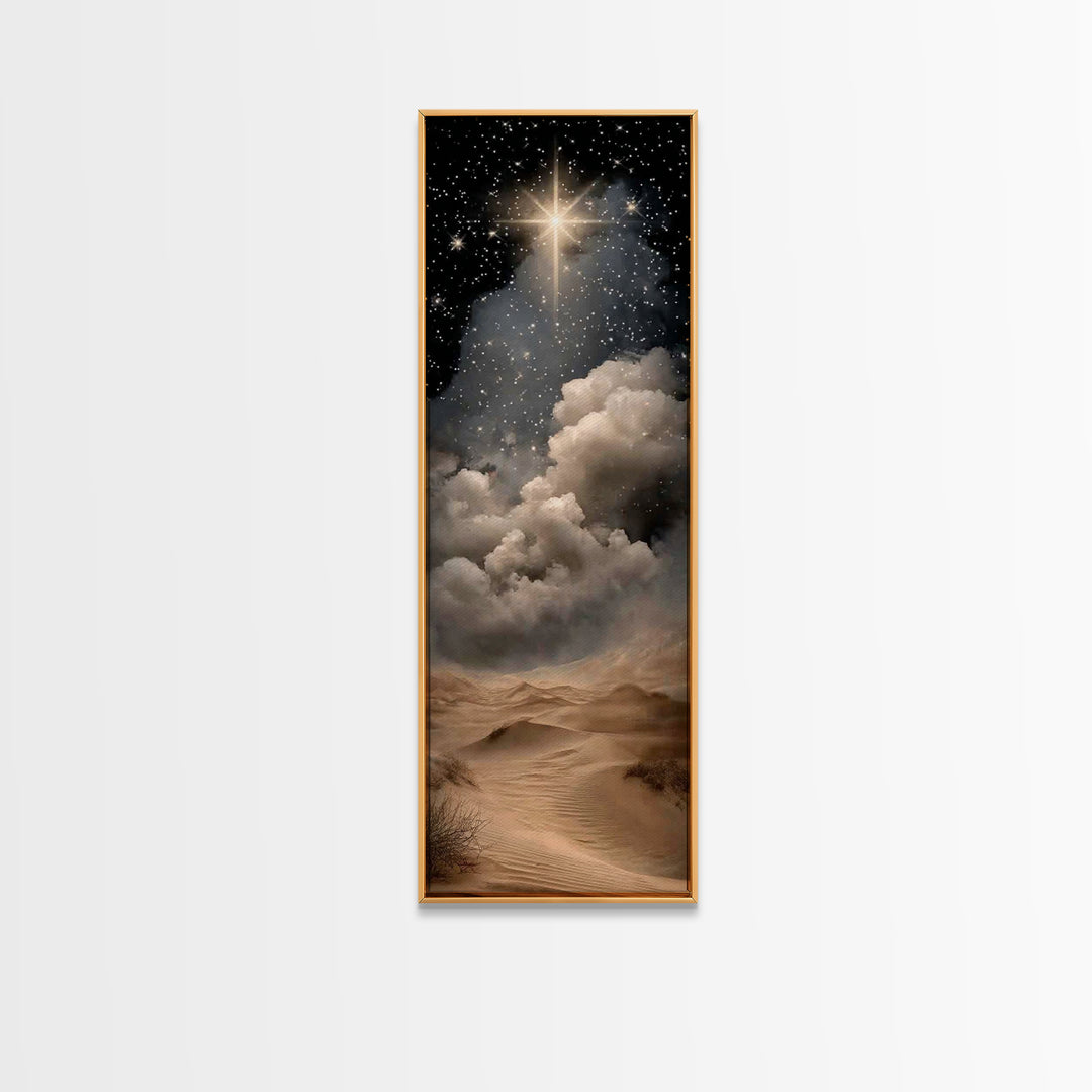Desert Star Wonder – Framed Canvas Print – Christian Art – Narrow Art – Christian Christmas Art – Christmas Wall Art – Christian Art Canvas