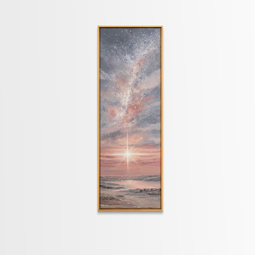 Celestial Dawn Hope – Framed Canvas Print – Skinny Art – Christian Art Canvas – Christian Wall Art – Christmas Art – Modern Christian Art