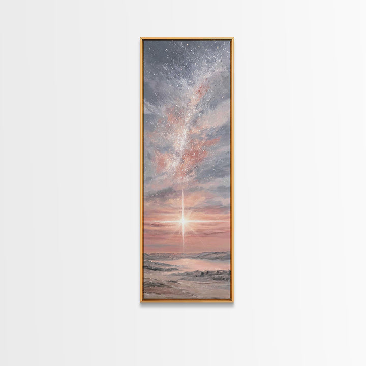 Celestial Dawn Hope – Framed Canvas Print – Skinny Art – Christian Art Canvas – Christian Wall Art – Christmas Art – Modern Christian Art