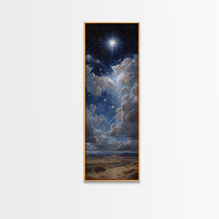 The Guiding Star – Framed Canvas Print – Christian Wall Art – Christian Art Canvas – Christmas Art – Narrow Art – Jesus Painting