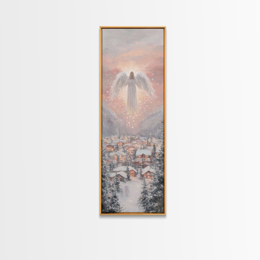 Heavenly Watch | Framed Canvas Print | Christian Wall Art | Christmas Art | Christian Art Canvas | Tall Narrow Wall Art