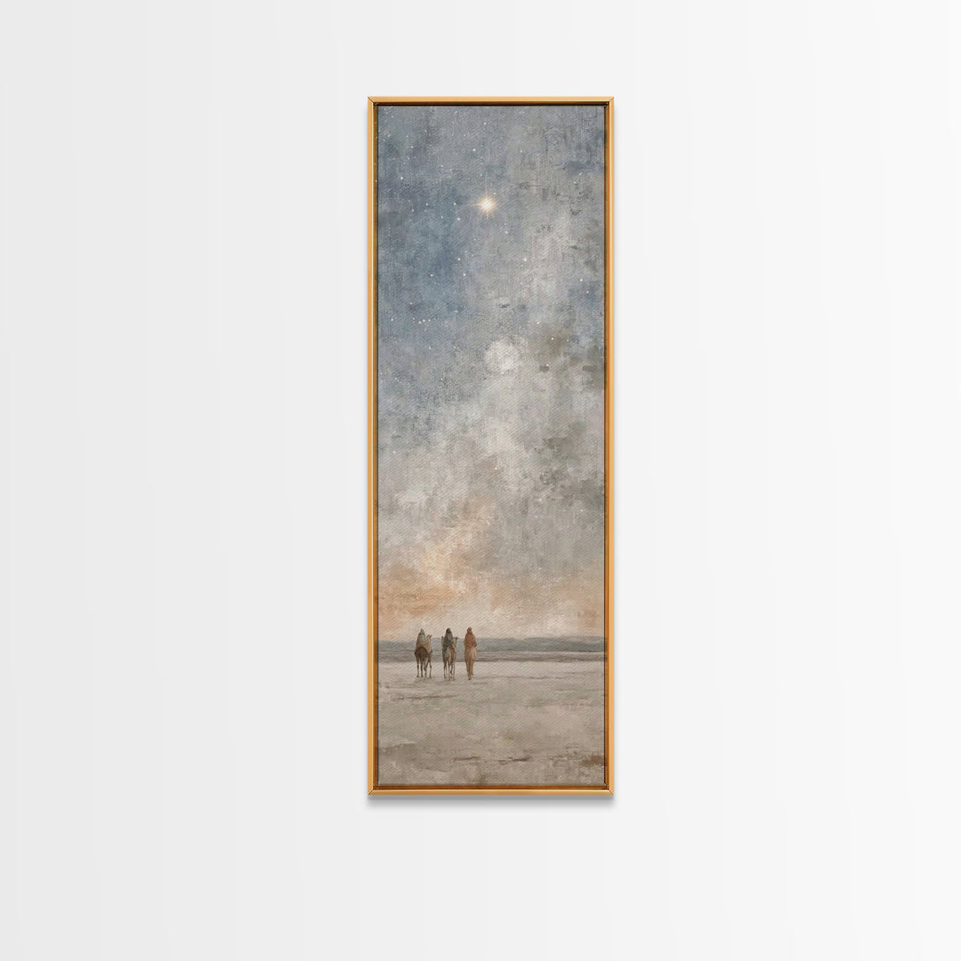 Star Above The Way – Framed Canvas Print – Christian Wall Art – Christmas Art Prints – Narrow Art – Christian Art Painting – Christian Chri