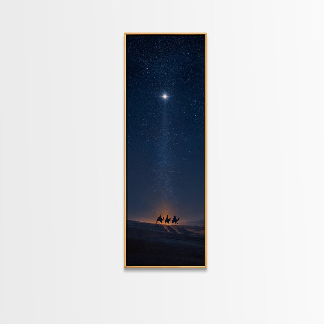 Midnight Kings Journey | Framed Canvas Print | Christmas Wall Art | Christian Art Canvas | Tall Skinny Art Print | Christian Christmas Art