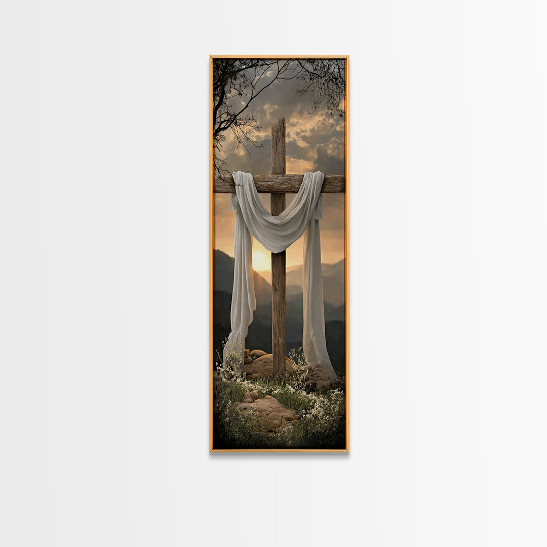 Dawn Of Redemption – Framed Canvas Print – Tall Narrow Wall Art – Christian Wall Art – Christian Art Canvas – Jesus Painting – Christmas Ar