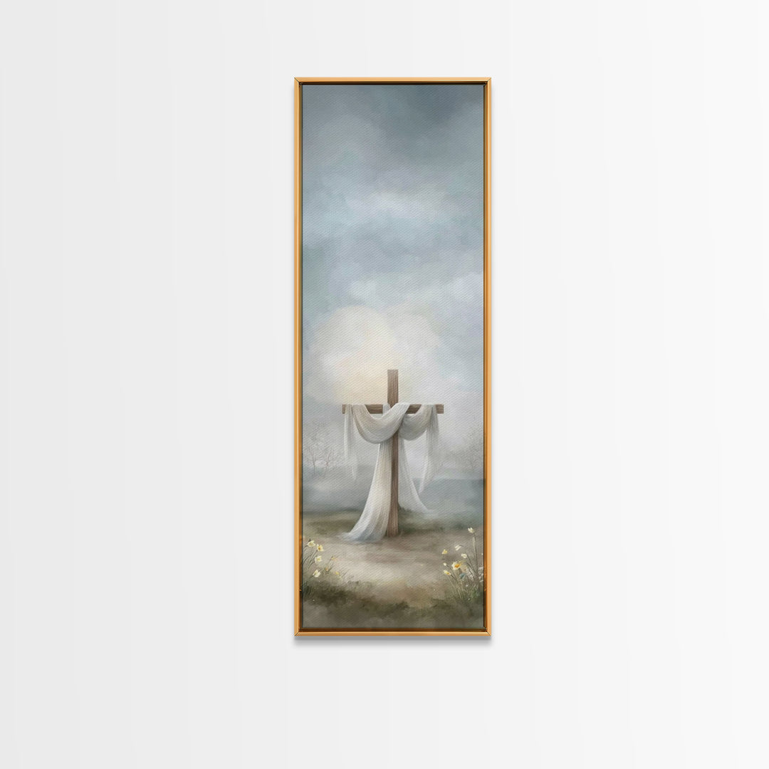 Hope Beyond The Hills, Framed Canvas Print, Narrow Art, Christian Wall Art, Christian Art Print, Christmas Art, Jesus Painting