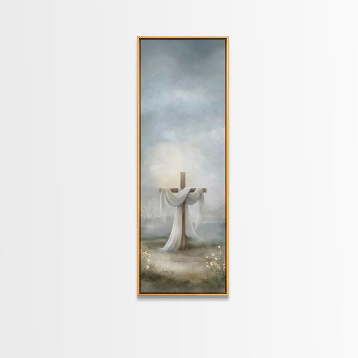 Hope Beyond The Hills, Framed Canvas Print, Narrow Art, Christian Wall Art, Christian Art Print, Christmas Art, Jesus Painting