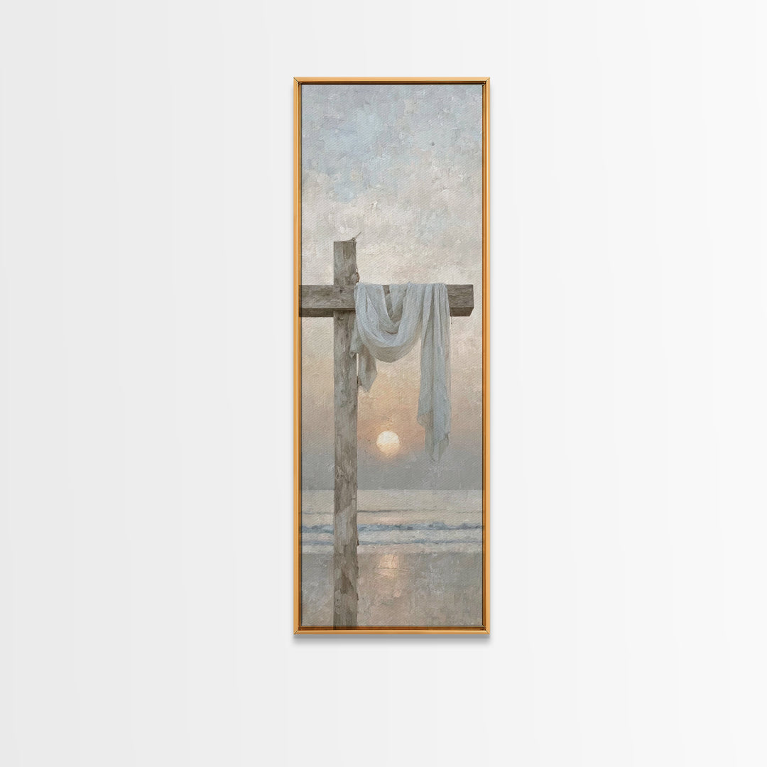 Quiet Cross Serenity – Framed Canvas Print – Tall Skinny Art Print – Christian Art Canvas – Christian Wall Art – Christmas Art – Christian