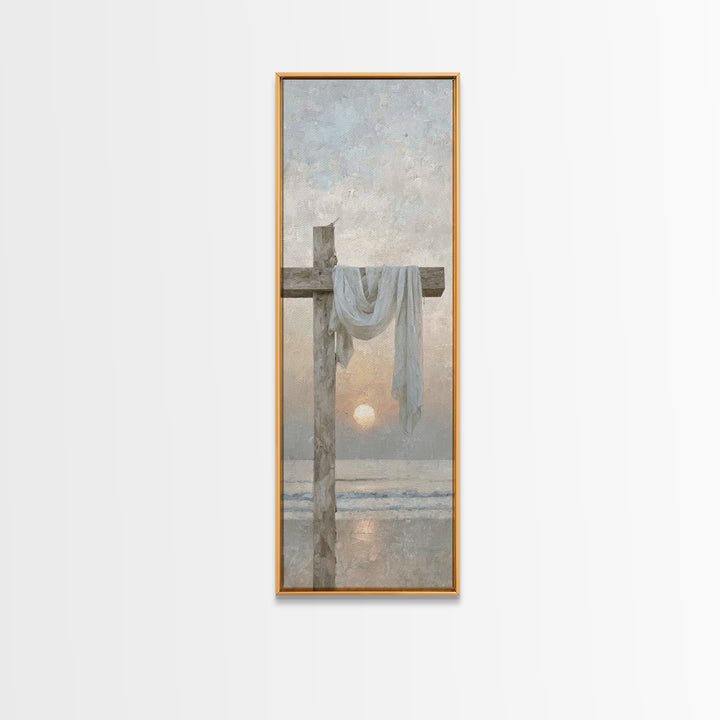 Quiet Cross Serenity – Framed Canvas Print – Tall Skinny Art Print – Christian Art Canvas – Christian Wall Art – Christmas Art – Christian