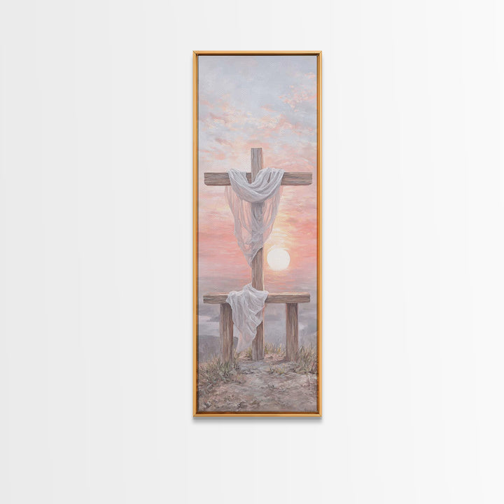 Mercy At Sunrise | Framed Canvas Print | Tall Narrow Wall Art | Christian Wall Art | Christian Painting | Christian Christmas Art | Christi