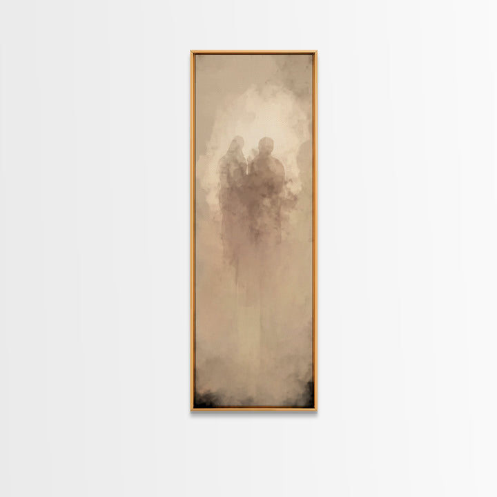 Sacred Reunion | Framed Canvas Print | Narrow Art | Christian Wall Art | Christian Art Print | Subtle Christian Paintings | Christian Decor
