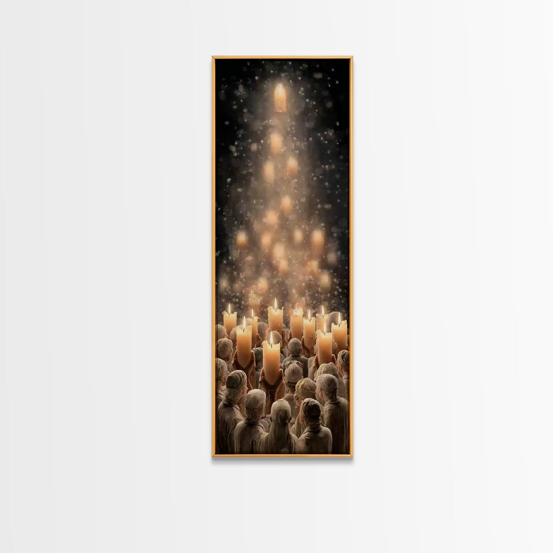 Silent Vigil | Framed Canvas Print | Christmas Art | Christian Art Canvas | Vintage Christmas Art | Tall Skinny Art Print