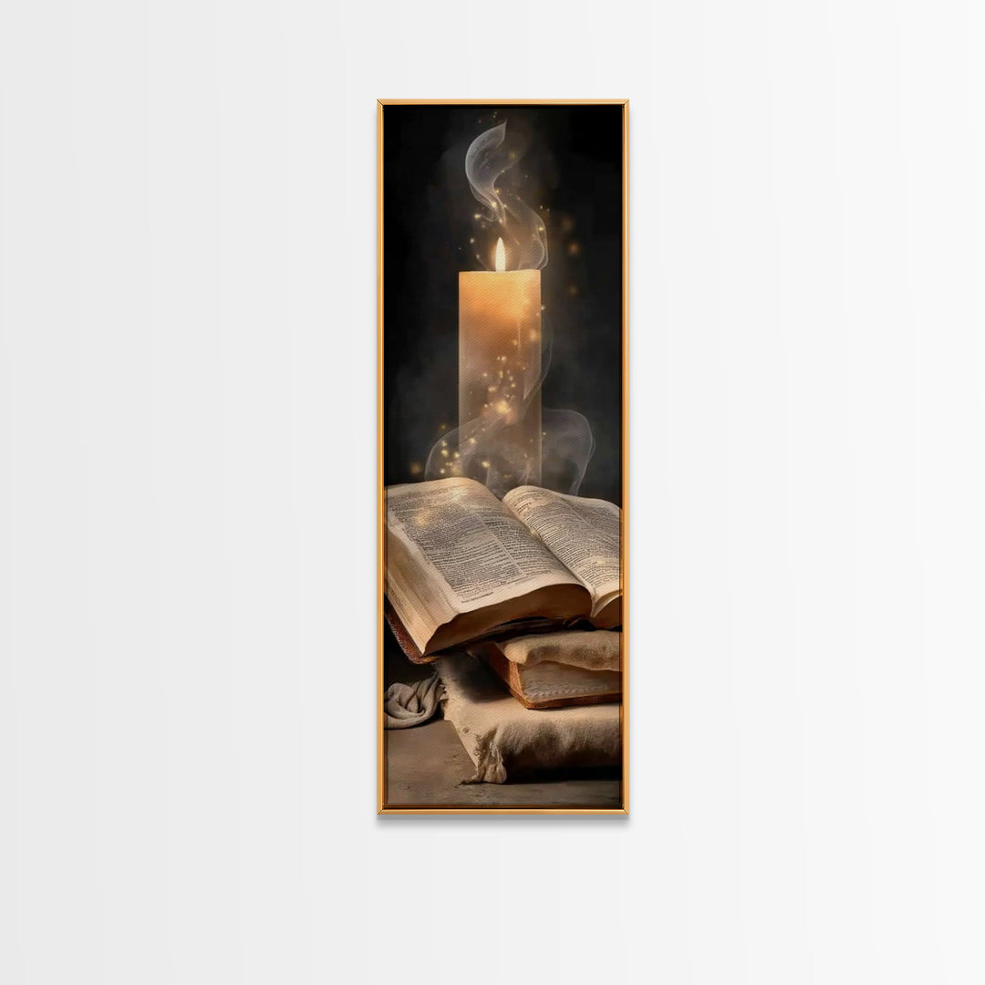 Eternal Book Glow – Framed Canvas Print – Skinny Art – Christian Art Canvas – Christian Wall Art – Vintage Christian Art – Christian Gift I