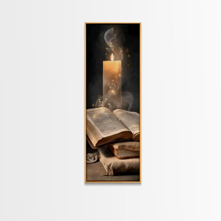 Eternal Book Glow – Framed Canvas Print – Skinny Art – Christian Art Canvas – Christian Wall Art – Vintage Christian Art – Christian Gift I