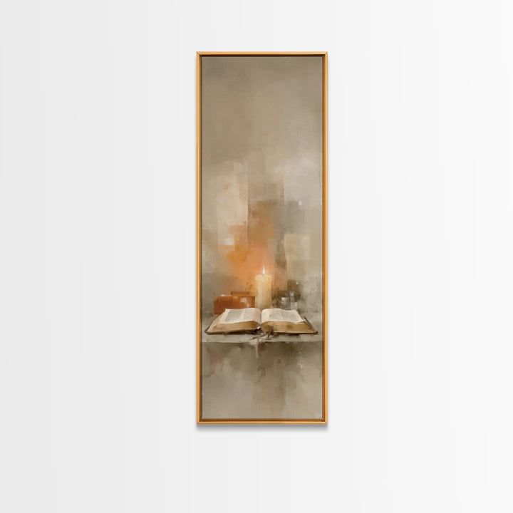 Holy Table Light – Framed Canvas Print – Tall Skinny Art Print – Christian Wall Art – Subtle Christian Art – Christian Art Canvas – Christi