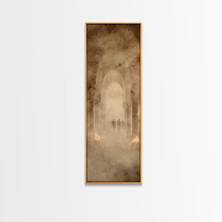 Pilgrims In Halls – Framed Canvas Print – Tall Skinny Art Print – Christian Art Canvas – Christian Wall Art – Vintage Christian Art – Chris