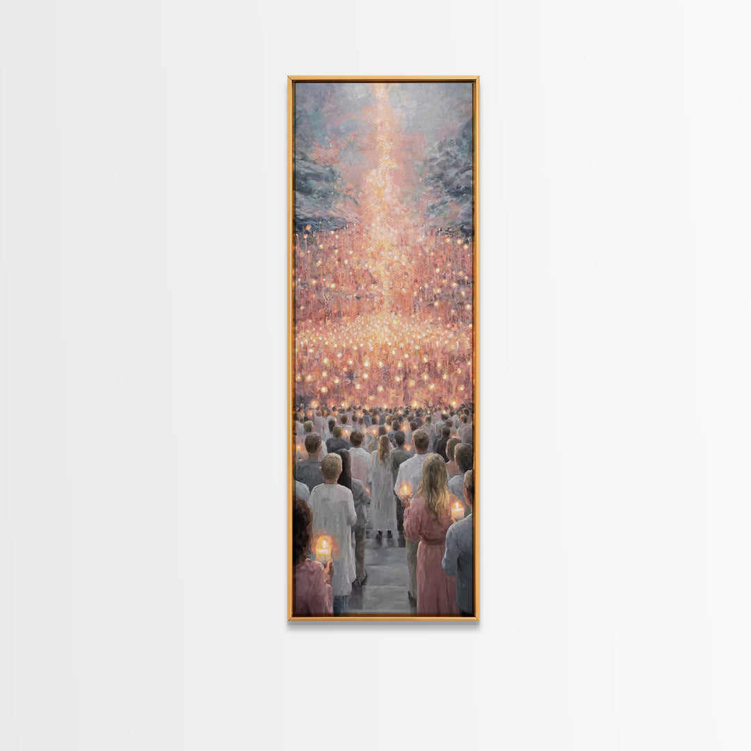 Radiant Ascent | Framed Canvas Print | Christian Art Print | Christian Christmas Art | Modern Christian Art | Tall Narrow Wall Art