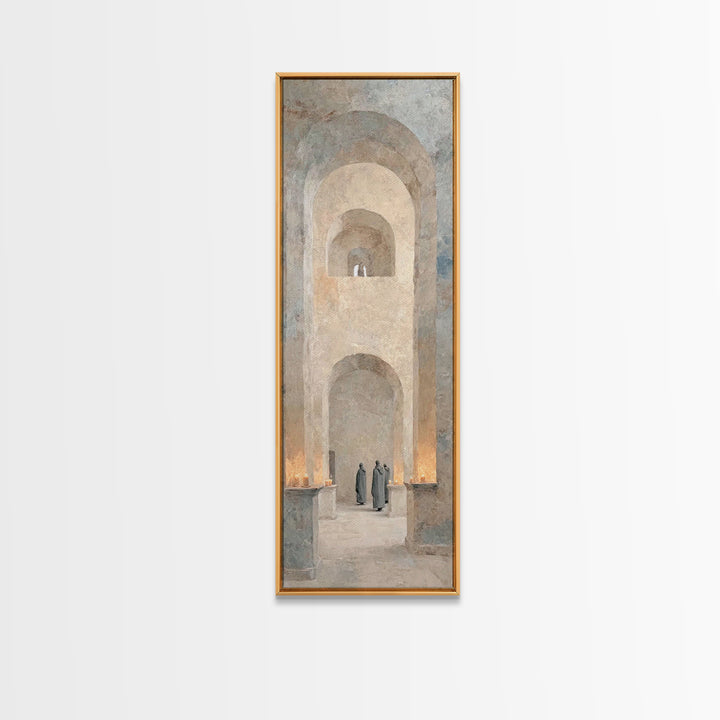 Chapel Candle Procession – Framed Canvas Print – Skinny Art – Christian Wall Art – Christian Art Canvas – Moody Christian Art – Christian G