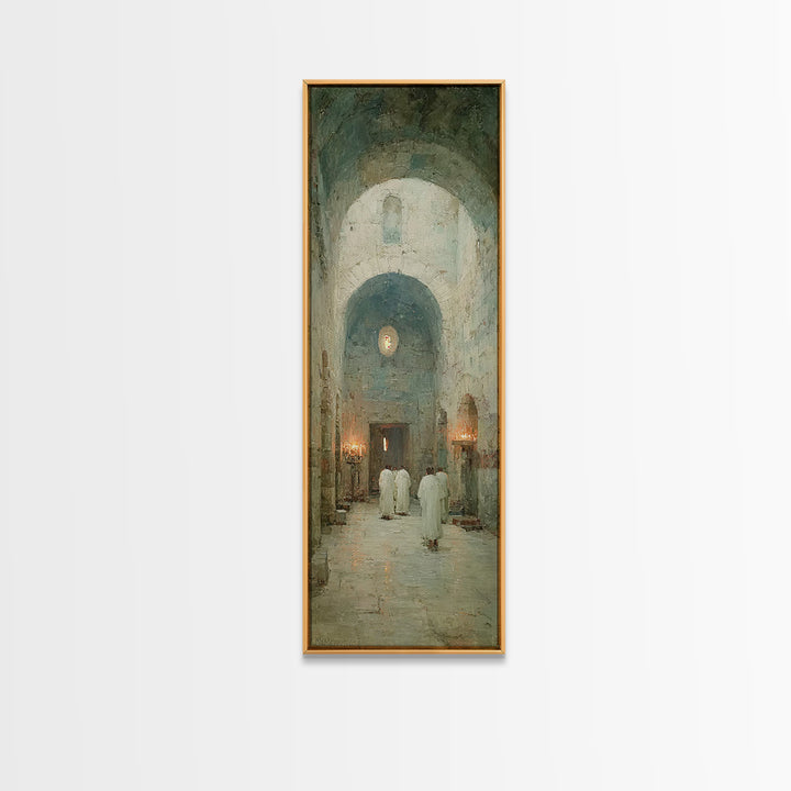 Ancient Chapel Calm – Framed Canvas Print – Narrow Art – Christian Art Print – Subtle Christian Art – Christian Wall Art – Christian Decor