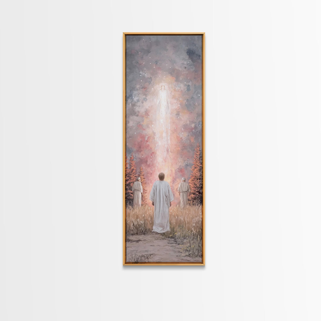 Heavenly Rising Glow – Framed Canvas Print – Tall Skinny Art Print – Christian Wall Art – Christian Art Canvas – Jesus Painting – Christian