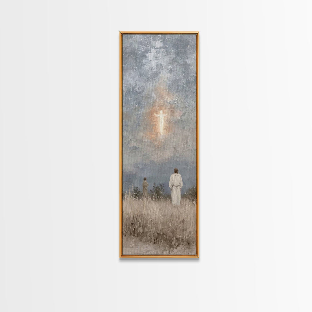 Heavenly Choir Circle – Framed Canvas Print – Narrow Art – Christian Wall Art – Modern Christian Art – Christian Art Canvas – Christmas Art