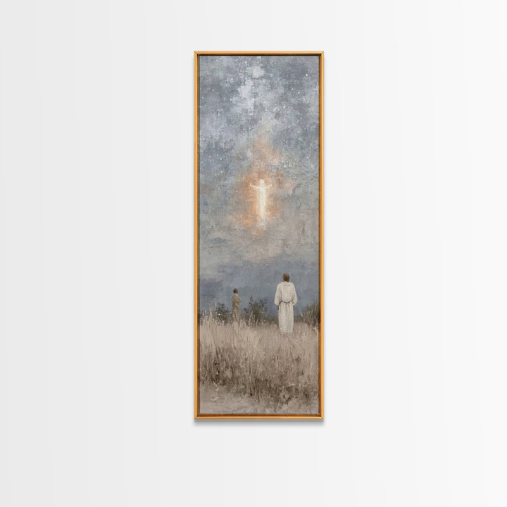 Heavenly Choir Circle – Framed Canvas Print – Narrow Art – Christian Wall Art – Modern Christian Art – Christian Art Canvas – Christmas Art