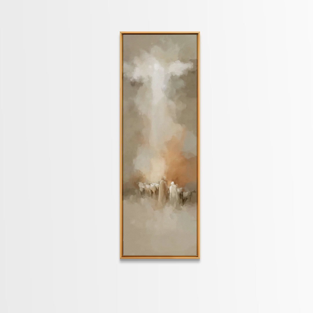 Shepherds Behold Glory – Framed Canvas Print – Tall Skinny Art Print – Christian Painting – Vintage Christian Art – Christian Art Canvas –