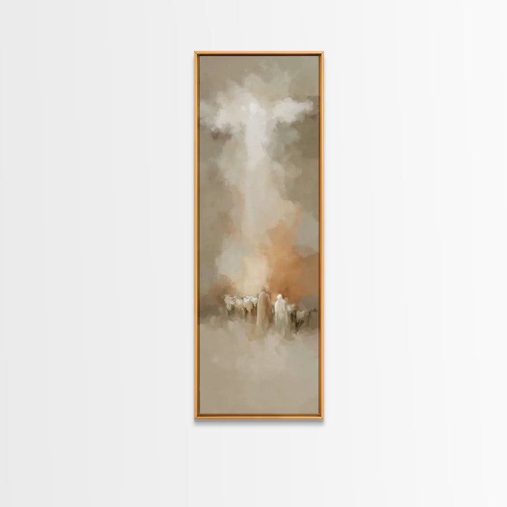 Shepherds Behold Glory – Framed Canvas Print – Tall Skinny Art Print – Christian Painting – Vintage Christian Art – Christian Art Canvas –