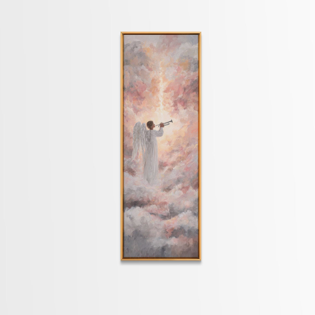 Angelic Dawn Herald – Framed Canvas Print – Tall Skinny Art Print – Christian Wall Art – Christian Art Canvas – Christian Decor