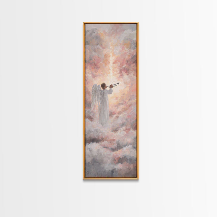 Angelic Dawn Herald – Framed Canvas Print – Tall Skinny Art Print – Christian Wall Art – Christian Art Canvas – Christian Decor