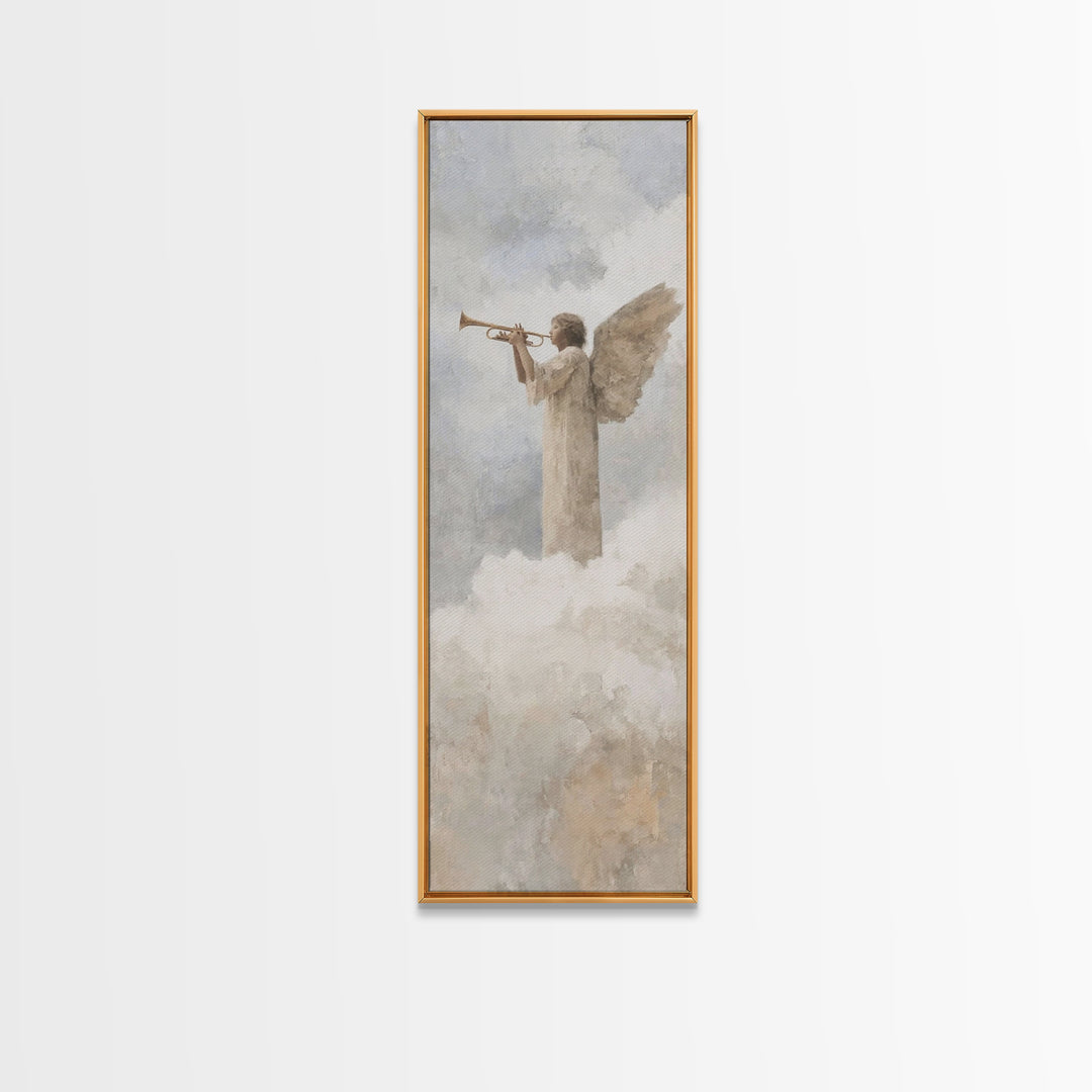 Trumpet Of Glory – Framed Canvas Print – Tall Narrow Wall Art – Christian Art Canvas – Christian Wall Art – Christian Christmas Art