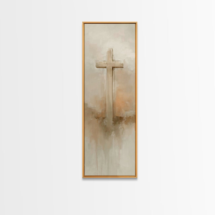 Desert Cross Stillness, Framed Canvas Print, Narrow Art, Christian Art Canvas, Christian Wall Art, Christian Art Painting, Christian Decor