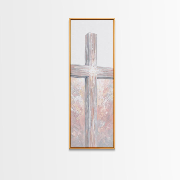Radiant Cross Glory – Framed Canvas Print – Skinny Art – Christian Painting – Christian Art Canvas – Christian Wall Art – Christian Decor