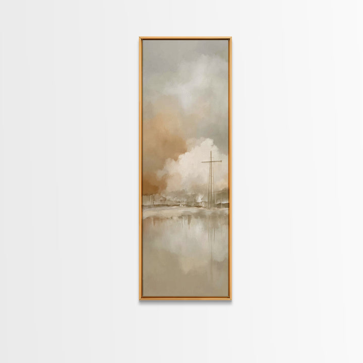 Silent Cross Reflections – Framed Canvas Print – Tall Narrow Wall Art – Christian Art Print – Christian Art Canvas – Christian Wall Art