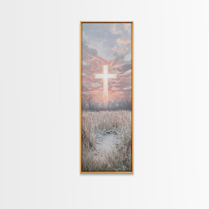 Dawn Of Grace – Framed Canvas Print – Jesus Painting – Christian Art Canvas – Tall Narrow Wall Art – Christmas Art – Christian Wall Art